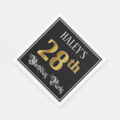 28e verjaardag — Fancy script, Faux Gold look Servet (Hoek)