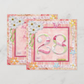 28e verjaardag feest scrapbooking stijl kaart (Voorkant / Achterkant)