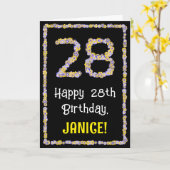 28e verjaardag: Floral Flowers Number, Custom Name Kaart (Gele Bloem)