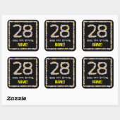 28e verjaardag: Floral Flowers Number, Custom Name Vierkante Sticker (Vel)