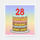 28e verjaardag: Fun Cake and Candles + Custom Name Servet (Voorkant)