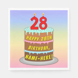 28e verjaardag: Fun Cake and Candles + Custom Name Servet