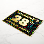 28e verjaardag — Fun, Colorful Music Symbols Folie Uitnodiging (Gedraaid)