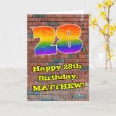 28e verjaardag: Fun Graffiti-geïnspireerde regenbo Kaart (Gele Bloem)