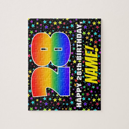 28e verjaardag — Fun, kleurrijk Star Field Pattern Legpuzzel (Verticaal)