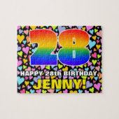 28e verjaardag — Fun, liefhebbende hartvormen + "2 Legpuzzel (Horizontaal)