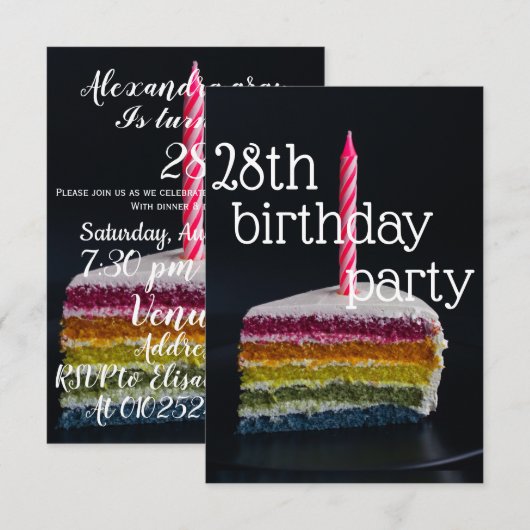 28e verjaardag kaart (Voorkant / Achterkant)