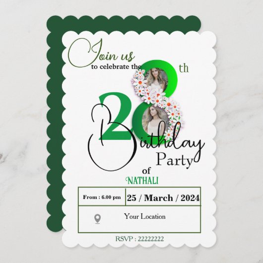 28e verjaardag kaart (Voorkant / Achterkant)