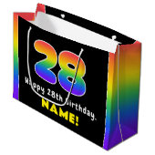 28e verjaardag: kleurrijke regenboog # 28, aangepa groot cadeauzakje (Voorkant Gekanteld)