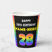 28e verjaardag: kleurrijke regenboog # 28, aangepa papieren bekers (Achterkant)