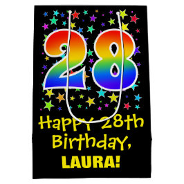 28e verjaardag: Kleurrijke Sterren Patroon & Regen Medium Cadeauzakje