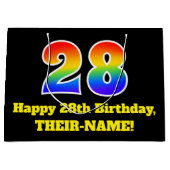 28e verjaardag ~ Leuk, Kleurrijk, Levendig, Regenb Groot Cadeauzakje (Voorkant)