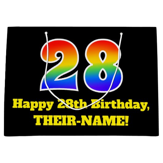 28e verjaardag ~ Leuk, Kleurrijk, Levendig, Regenb Groot Cadeauzakje (Voorkant)