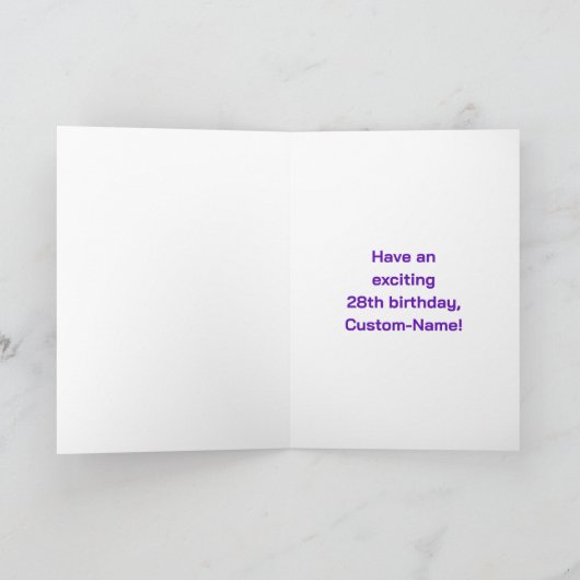 28e verjaardag: Leuke regenboog #, Aangepaste naam Kaart (Binnen)