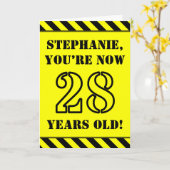 28e verjaardag: Leuke stencil stijl tekst, aangepa Kaart (Gele Bloem)