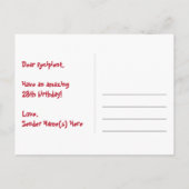 28e verjaardag – Leuke vuurwerkpatroon + Regenboog Briefkaart (Achterkant)