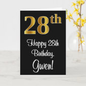 28e verjaardag ~ Luxurieuze Faux Gold-look # Kaart (Gele Bloem)