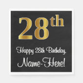 28e verjaardag ~ Luxurieuze Faux Gold-look # Servet (Voorkant)