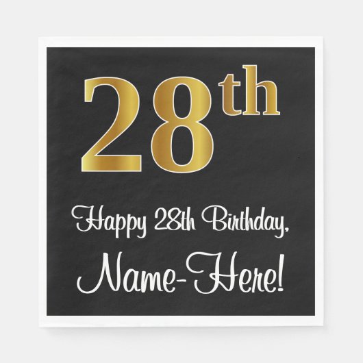 28e verjaardag ~ Luxurieuze Faux Gold-look # Servet (Voorkant)
