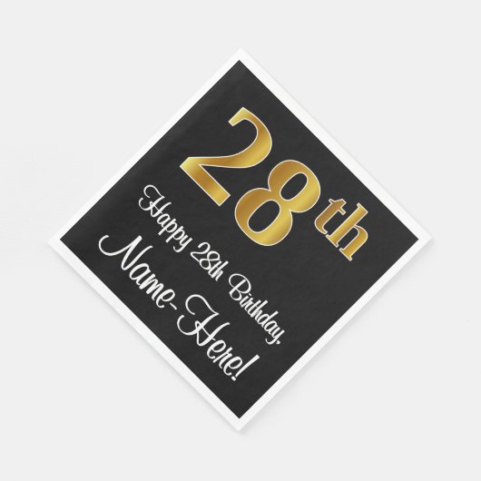 28e verjaardag ~ Luxurieuze Faux Gold-look # Servet (Hoek)