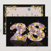 28e verjaardag, met bloemen kaart (Voorkant / Achterkant)