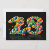 28e verjaardag, met bubbels en ballen kaart (Voorkant)