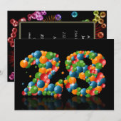 28e verjaardag, met bubbels en ballen kaart (Voorkant / Achterkant)