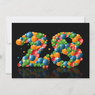 28e verjaardag, met bubbels en ballen kaart