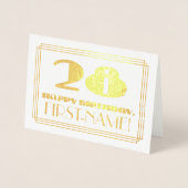 28e verjaardag; naam + Art Deco geïnspireerd look Folie Kaarten (Voorkant)