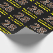 28e verjaardag: Naam & Faux Wood Grain Patroon "28 Cadeaupapier (Hoek)