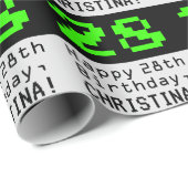 28e verjaardag - Nerdy / Geeky Style "28" en naam Cadeaupapier (Rol Hoek)