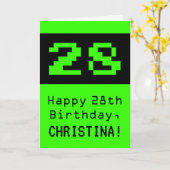 28e verjaardag: Nerdy / Geeky Style "28" en naam Kaart (Gele Bloem)