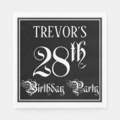 28e verjaardag Partij — Fancy Manuscript + de Naam Servet (Voorkant)