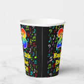 28e Verjaardag: Plezier Muzieknoten Patroon, Regen Papieren Bekers (Rechts)