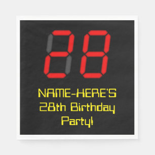 28e verjaardag: Red Digital Clock Style "28" + naa Servet