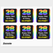 28e verjaardag: Regenboogspectrum # 28, Aangepaste Vierkante Sticker (Vel)