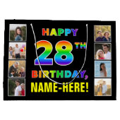 28e verjaardag: Regenboogtekst, aangepaste foto's Groot Cadeauzakje (Achterkant)