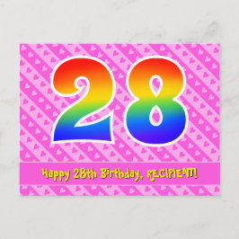 28e verjaardag: Roze strepen & harten, Regenboog 2 Briefkaart