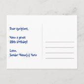 28e Verjaardag: Roze strepen & harten, Regenboog 2 Briefkaart (Achterkant)