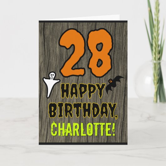28e verjaardag: Spooky Halloween Thema, aangepaste Kaart (Voorkant)
