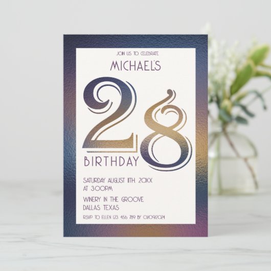 28e verjaardag uitnodiging (Staand voorkant)