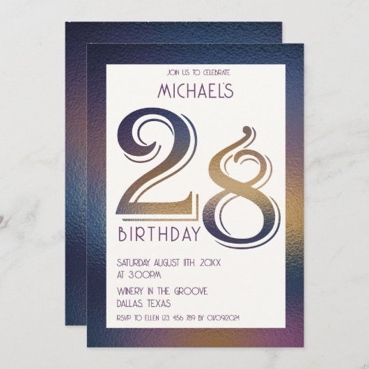 28e verjaardag uitnodiging (Voorkant / Achterkant)