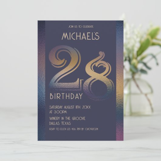 28e verjaardag uitnodiging (Staand voorkant)