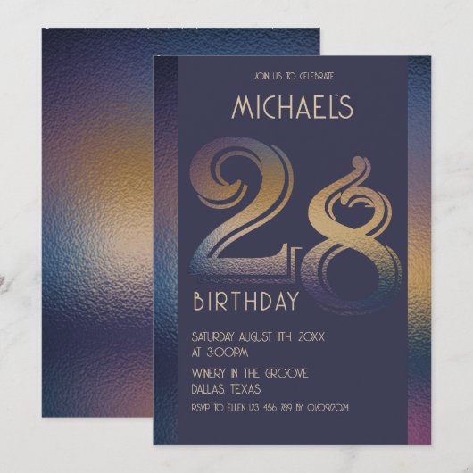 28e verjaardag uitnodiging (Voorkant / Achterkant)