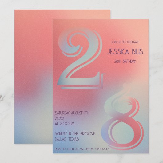 28e verjaardag uitnodiging (Voorkant / Achterkant)