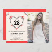 28e verjaardag uitnodigingen voor haar Bloemenhart (Voorkant / Achterkant)