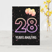 28e verjaardag van de luchtballonnen en Confetti Kaart (Gele Bloem)