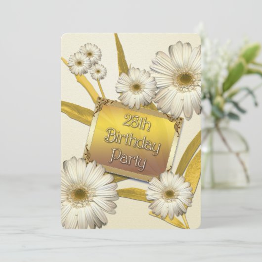 28e verjaardag van de uitnodiging van de Birthday (Staand voorkant)