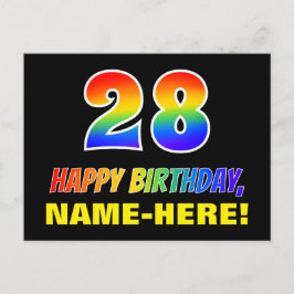 28e verjaardag: Vet, Leuk, Eenvoudig, Regenboog 28 Briefkaart