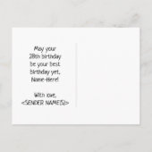 28e verjaardag: Vet, Leuk, Eenvoudig, Regenboog 28 Briefkaart (Achterkant)